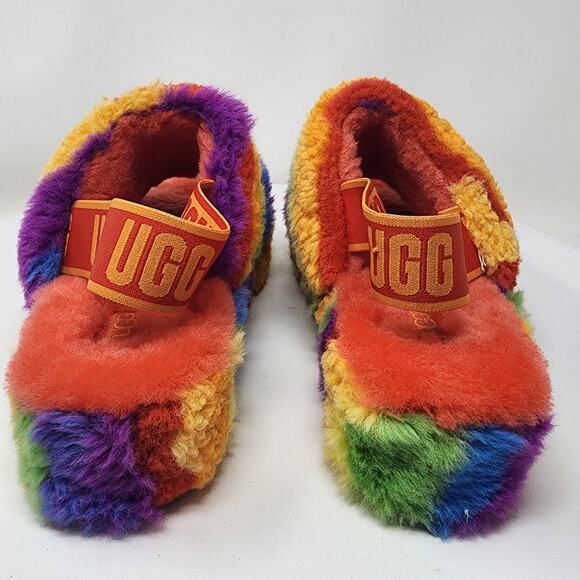 UGG Australia Fluff Yeah Slide Women 8 Pride Cali Collage Rainbow Sling 1120002 - Picture 6 of 13